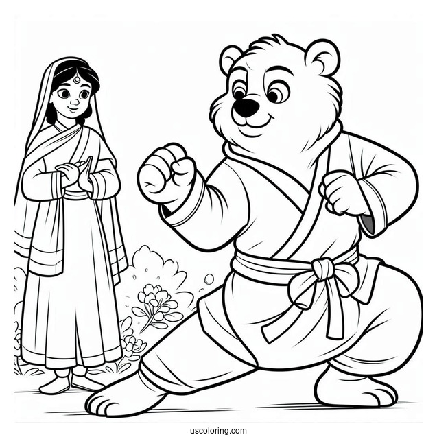 Jungle Book Coloring Page Of Simple Baloo In Kung Fu Pose For Kids