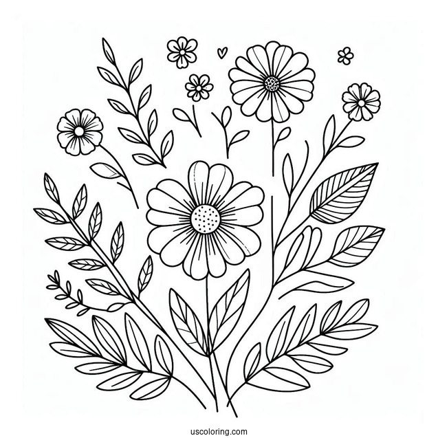 Flower Coloring Pages Of Easy Wildflowers For Preschoolers