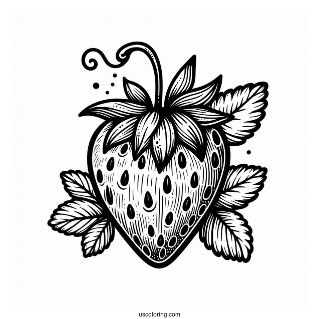 Strawberry With Seeds Coloring Page