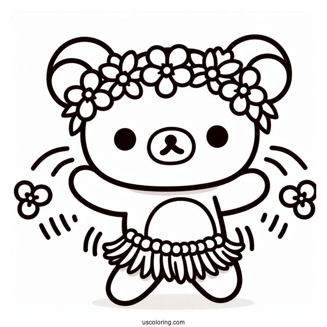 Rilakkuma Coloring Page Of Chairokoguma Hula Dancing