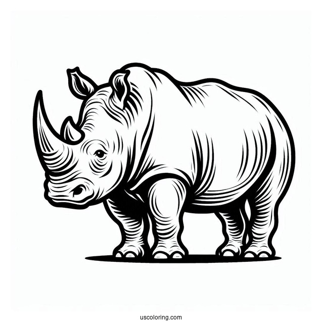 Simple Outline Of a Rhino To Color