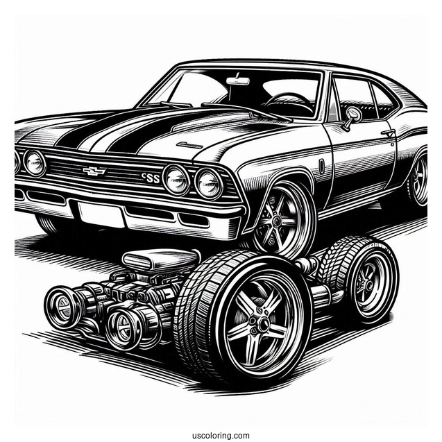 Vintage Chevrolet Chevelle SS Coloring Page