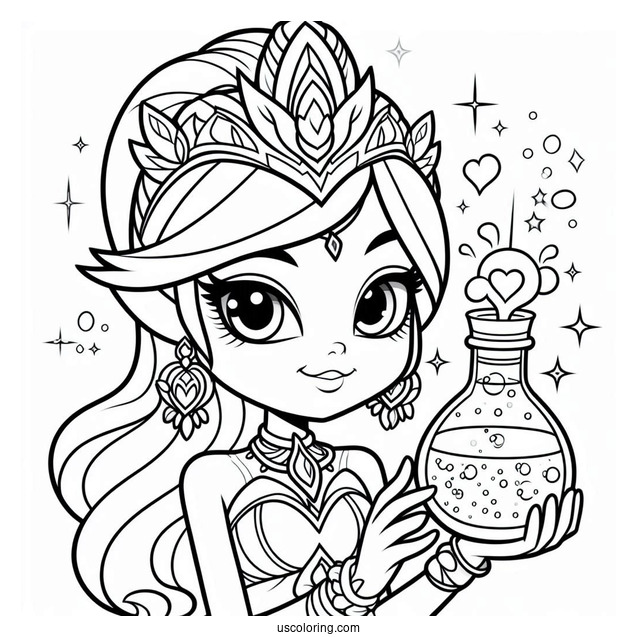 Shimmer And Shine Coloring Page Of Zeta The Sorceress Holding Potion