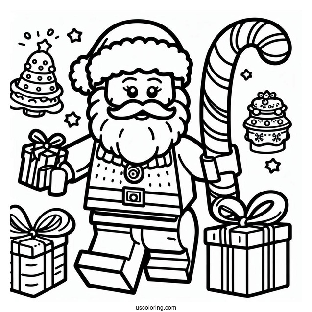 Coloring Page Of a Lego Santa Claus