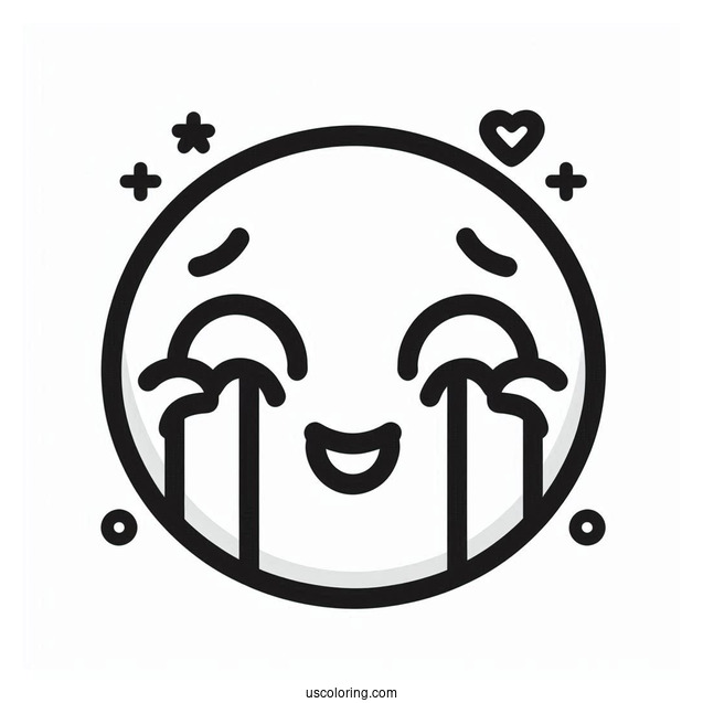Simple Face With Tears Of Joy Emoji Coloring Page For Preschoolers
