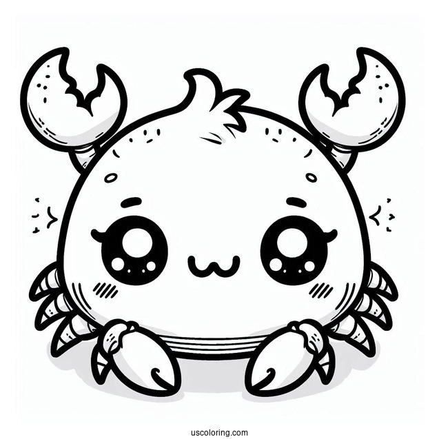 Chibi Smiling Crab Coloring Page For Preschoolers