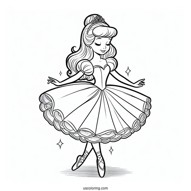 Coloring Page Of Cinderella As a Ballerina