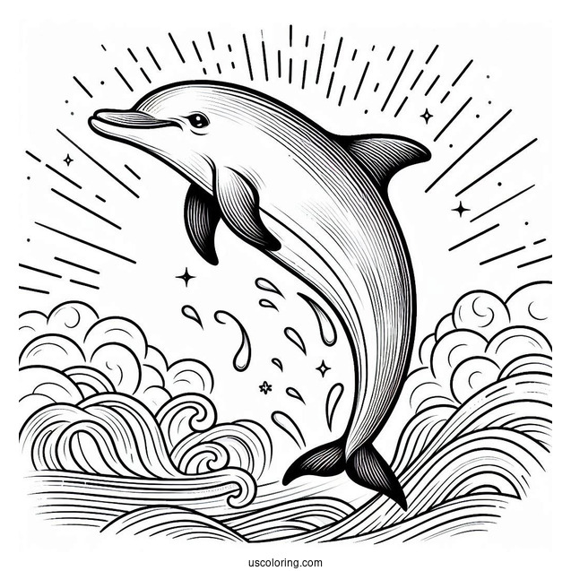 Dolphin Jumping Out Of Water To Color