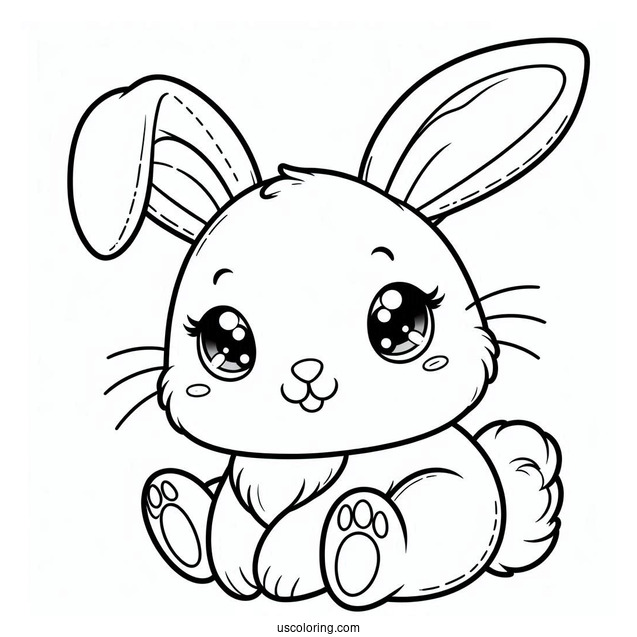 Easy Outline Of Baby Rabbit For Kids