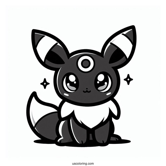 Kawaii Umbreon Coloring Sheet