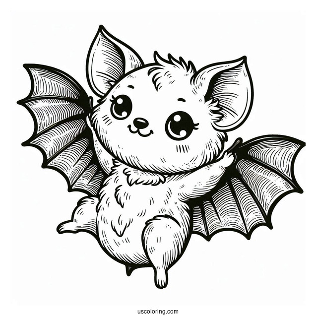 Little Brown Bat Coloring Page In The Air