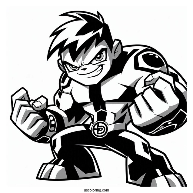 Ben 10 Coloring Page Of Bullfrag Smirking In Battle