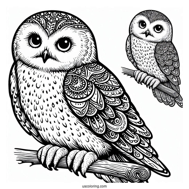 Detailed Snowy Owl To Color