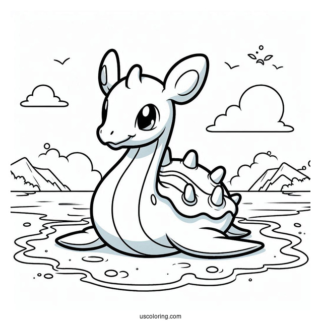 Coloring Page Of Lapras On The Beach