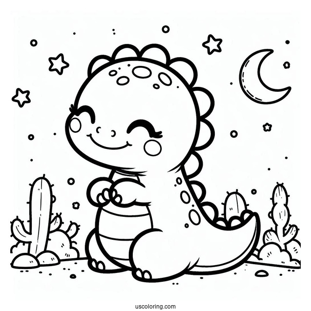 Cute Coloring Page Smiling Dinosaur