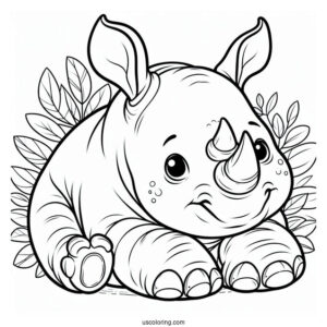 Baby Rhino Coloring Page For Kids