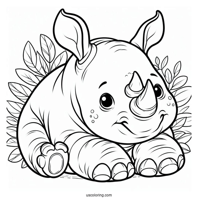 Baby Rhino Coloring Page For Kids