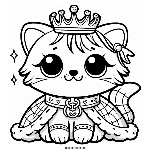 Palace Pets Coloring Page Of Muffin With Collar And Crown For Preschoolers