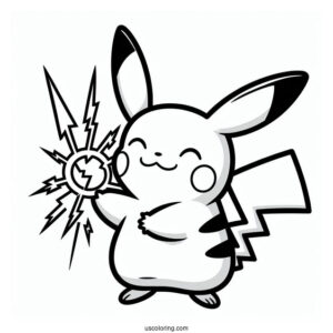 Easy Pikachu With Electricity Coloring Page