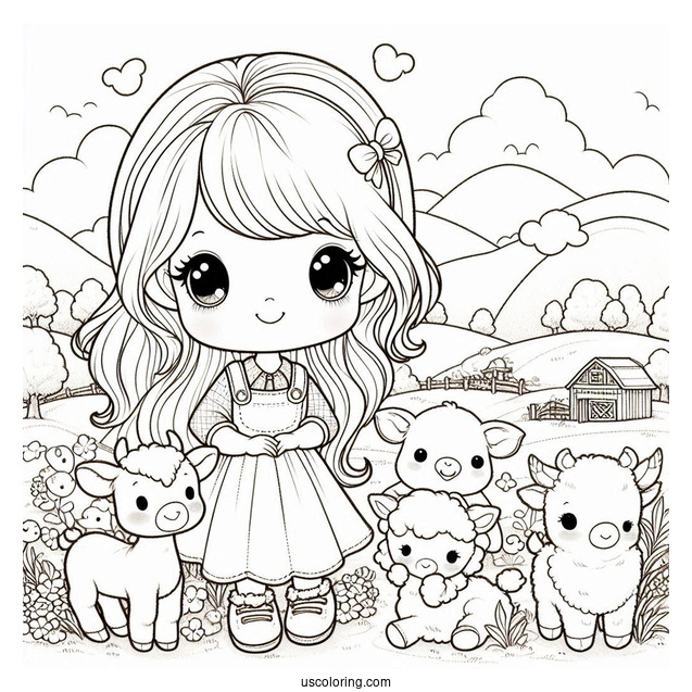 Precious Moments Coloring Page Of Girl And Boy With Farm Animals