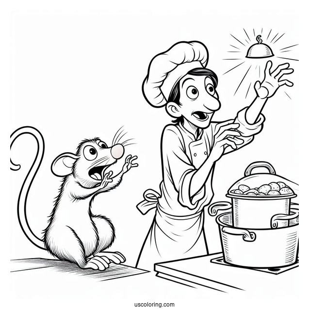 Skinner Catching Ratatouille Coloring Page In the Kitchen