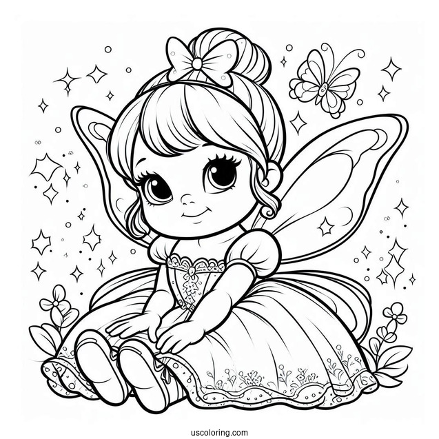Baby Princess Cinderella Coloring Sheet For Preschoolers
