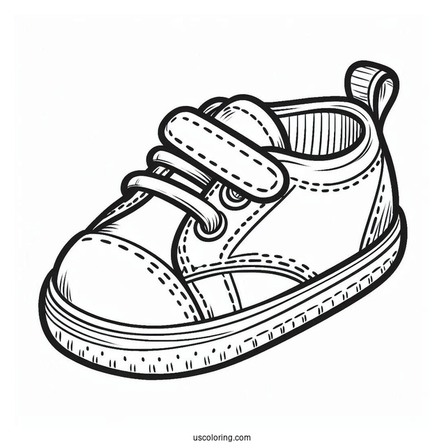 Outline Of Kid_s Rubber Shoes Coloring In