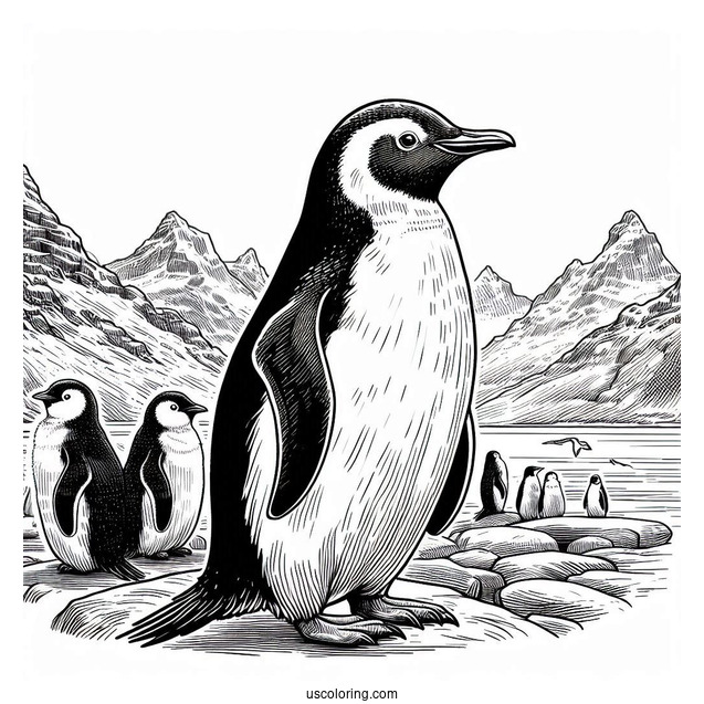 Detailed Fiordland Penguin Coloring Page