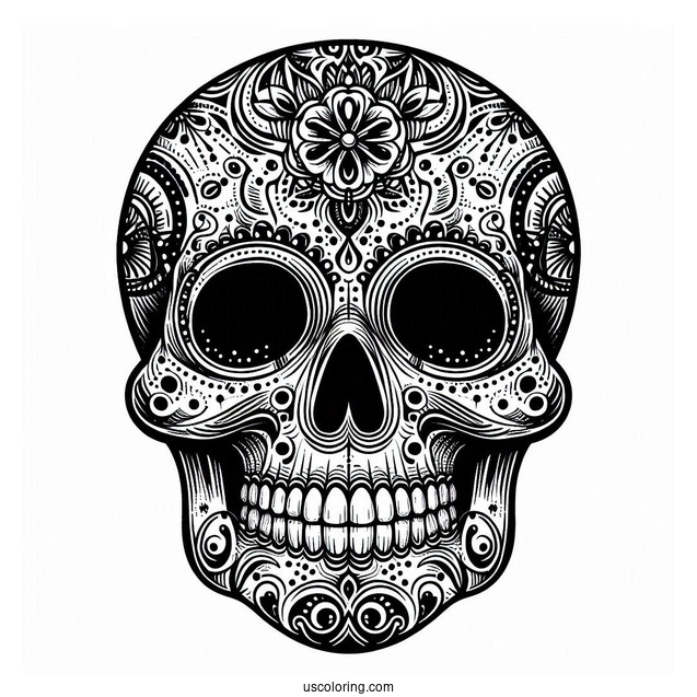 Danger Full Skull Skeleton Coloring Page