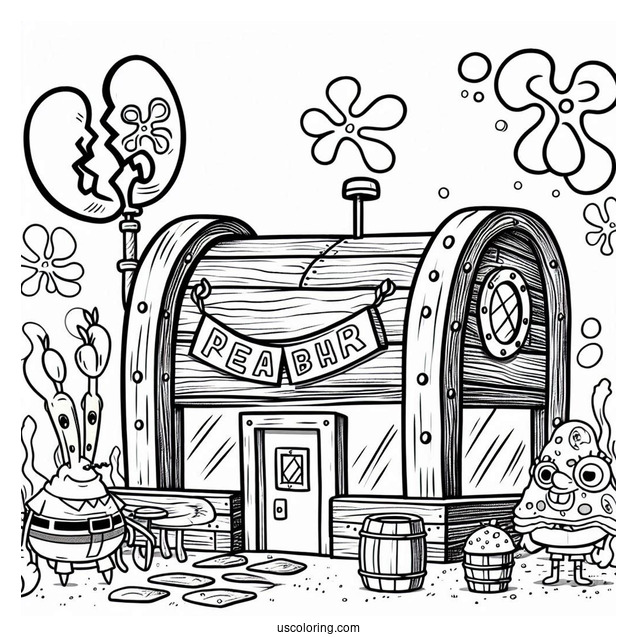 The Krusty Krab Restaurant Coloring Sheet