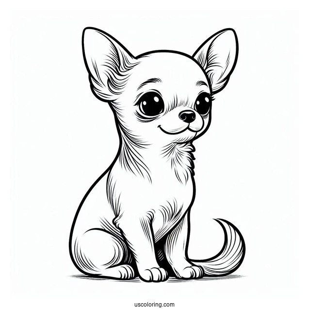 Cute Short Hair Chihuahua Coloring Page Sitting