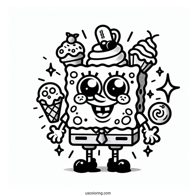 Easy SpongeBob SquarePants Coloring Page For Kids