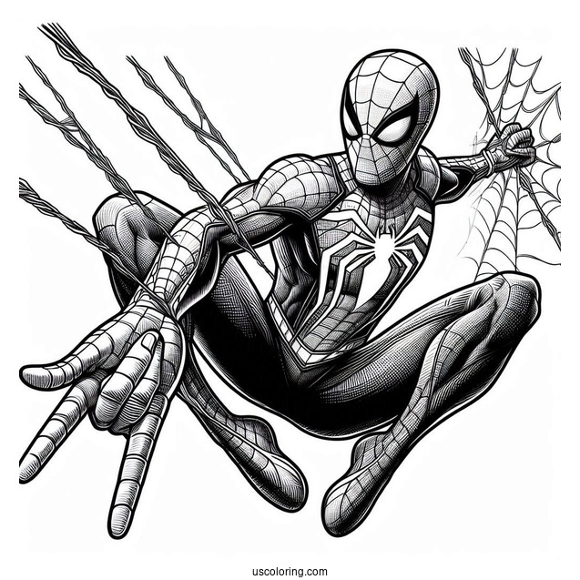 Spider-Man In Web Suit To Color