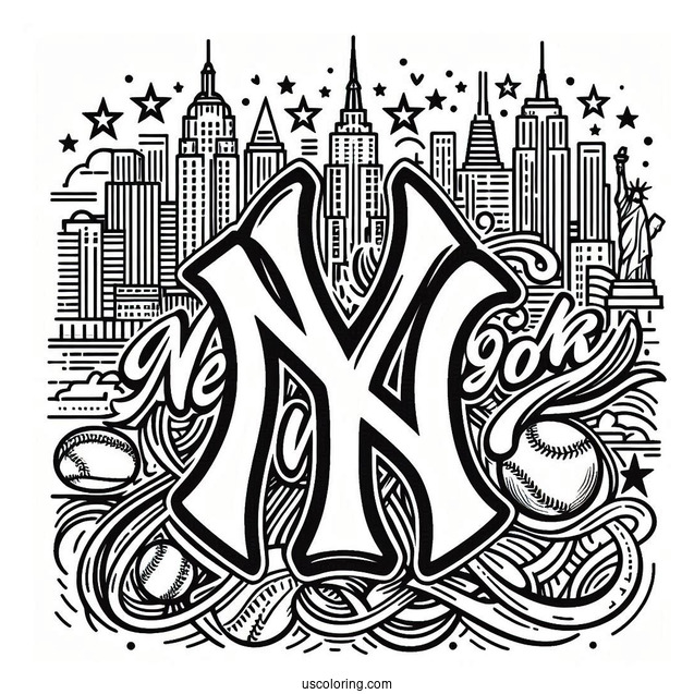 New York Coloring Page Of Yankees Logo