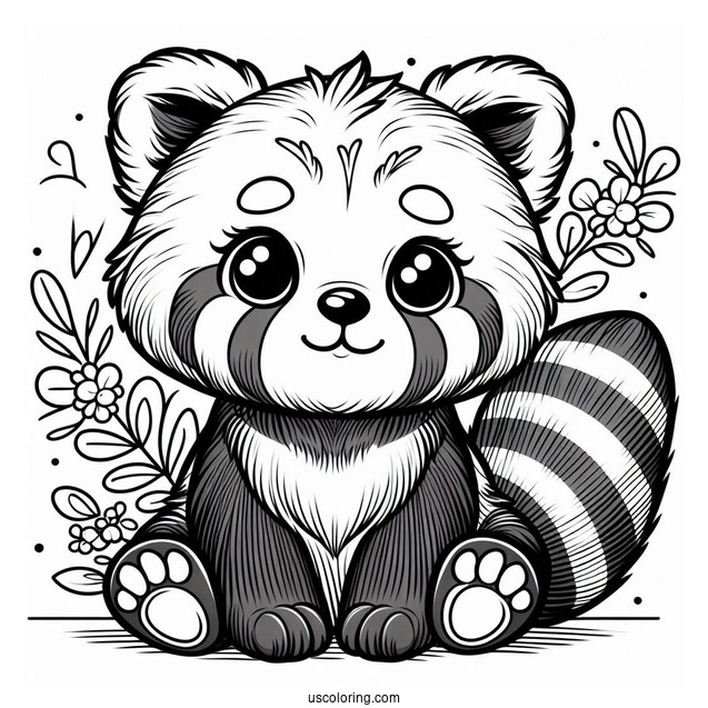 Cute Red Panda To Color