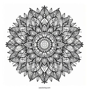 Complex Sun And Flower Mandala Coloring Sheet