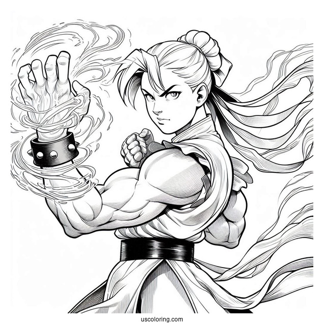 Street Fighter Coloring Page Of Laura Using Her Power
