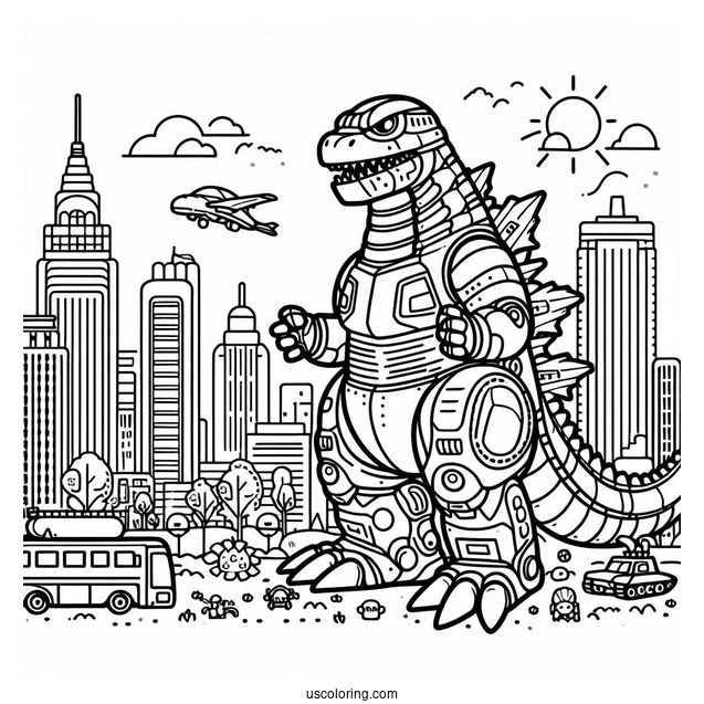 Robot Godzilla Coloring Page