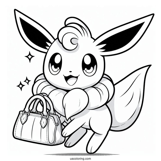 Happy Sylveon Coloring Page Carrying Handbag