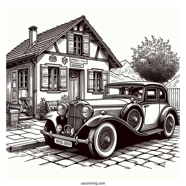 Vintage Porche Coloring Page