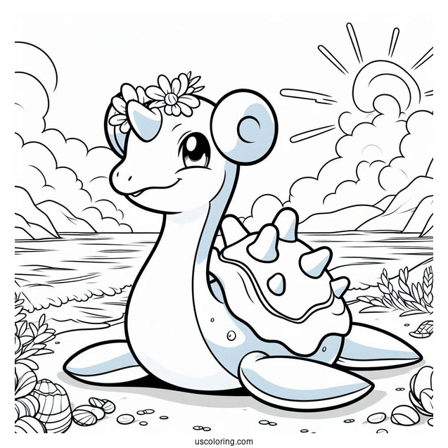 Coloring Page Of Lapras On The Beach