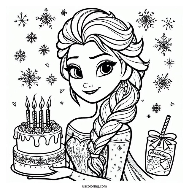 Happy Birthday Elsa Coloring Sheet