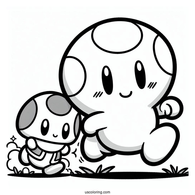 Shy Guy Coloring Page Running After Toad