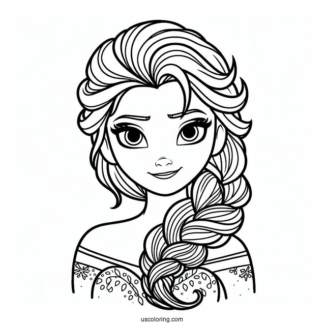 Elsa Hair Coloring Page For Kids