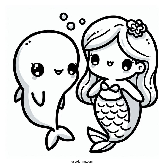Kawaii Dolphin And Mermaid Picture