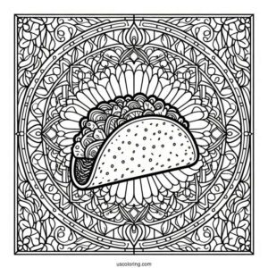 Taco In Front Of An Intricate Stained Glass