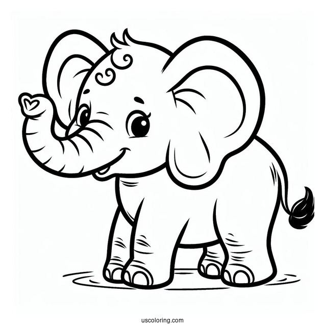Easy Cartoon Elephant To Color