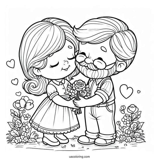 Precious Moments Coloring Page Of Grandparents In Love
