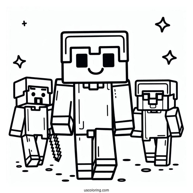 Cute Kawaii Minecraft Steve For Coloring