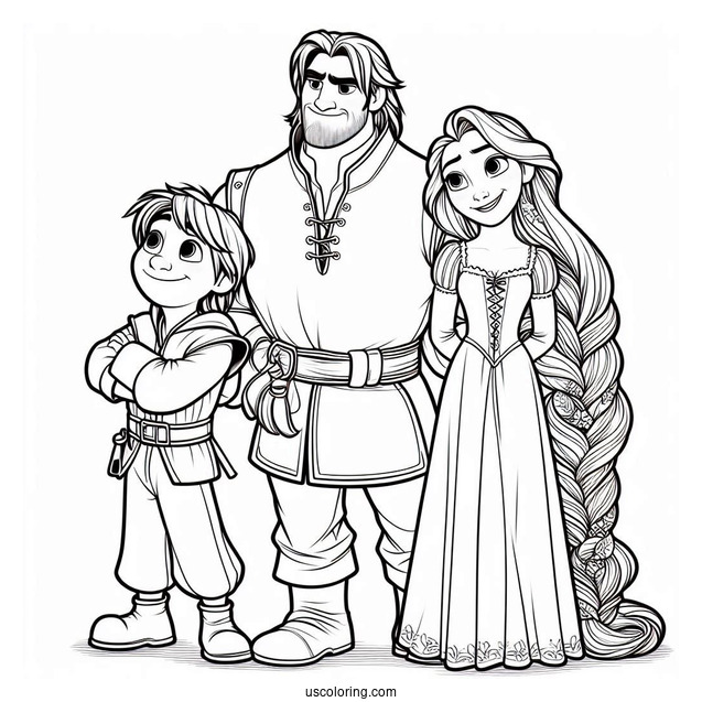 Coloring Page Of Maximus, Rapunzel And Eugene